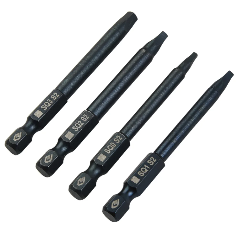 4 stücke 65mm SQ0 SQ1 SQ2 Quadratischen Kopf Schraubendreher-bits Set 1/4 Zoll Schaft Magnetische Schraubendreher Elektrische Schraubendreher-bits hand Werkzeug – Detail 5