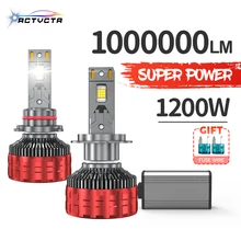 ACTVTCA LED Canbus 자동차 전조등 전구, 1200W H4 H7, 1000000LM, H11, H1, H3, 9005, HB3, 9006, HB4, H8, H9, 9012, 9007, 9008, H13