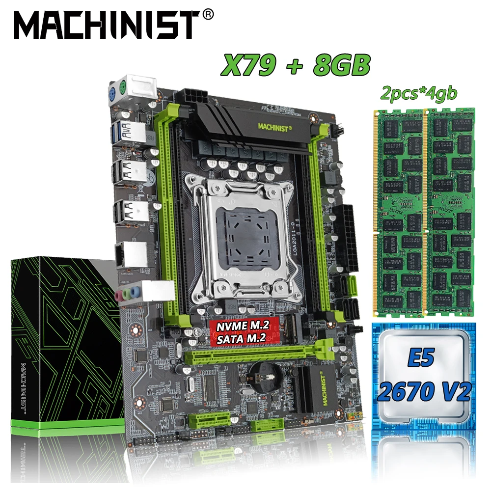 Комплект материнской платы Machinsit X79 с комплектом Xeon E5 2670 V2 CPU DDR3 8 Гб (2 шт. * 4 Гб)
