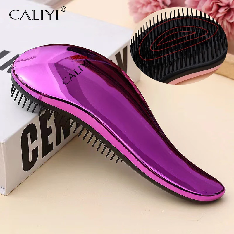 CALIYI 망고 부드러운 헤어 빗 브러시, 전문 마사지 브러시 패들, 엉킴 제거 브러시, 젖은 건조 곱슬, 두꺼운 헤어, TT 빗