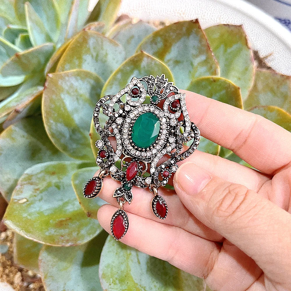 Sunspicems Vintage Turkish Brooch Bohemia Women Resin Brooch