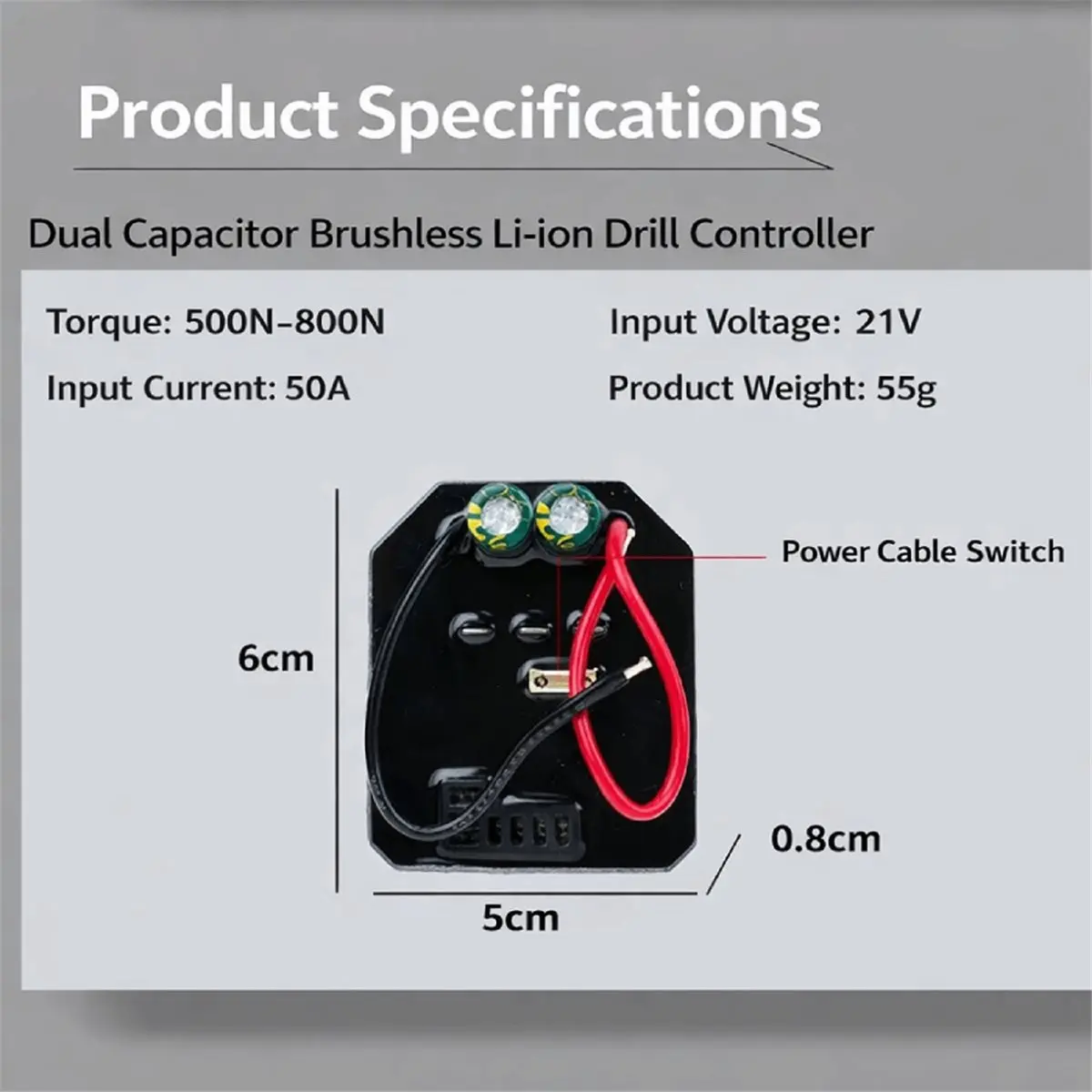 시간 절약 2Pcs 21V/50A 브러시리스 리튬 드릴 컨트롤러 알루미늄 쉘 듀얼 커패시터 전기 드릴 보드 고출력 제어