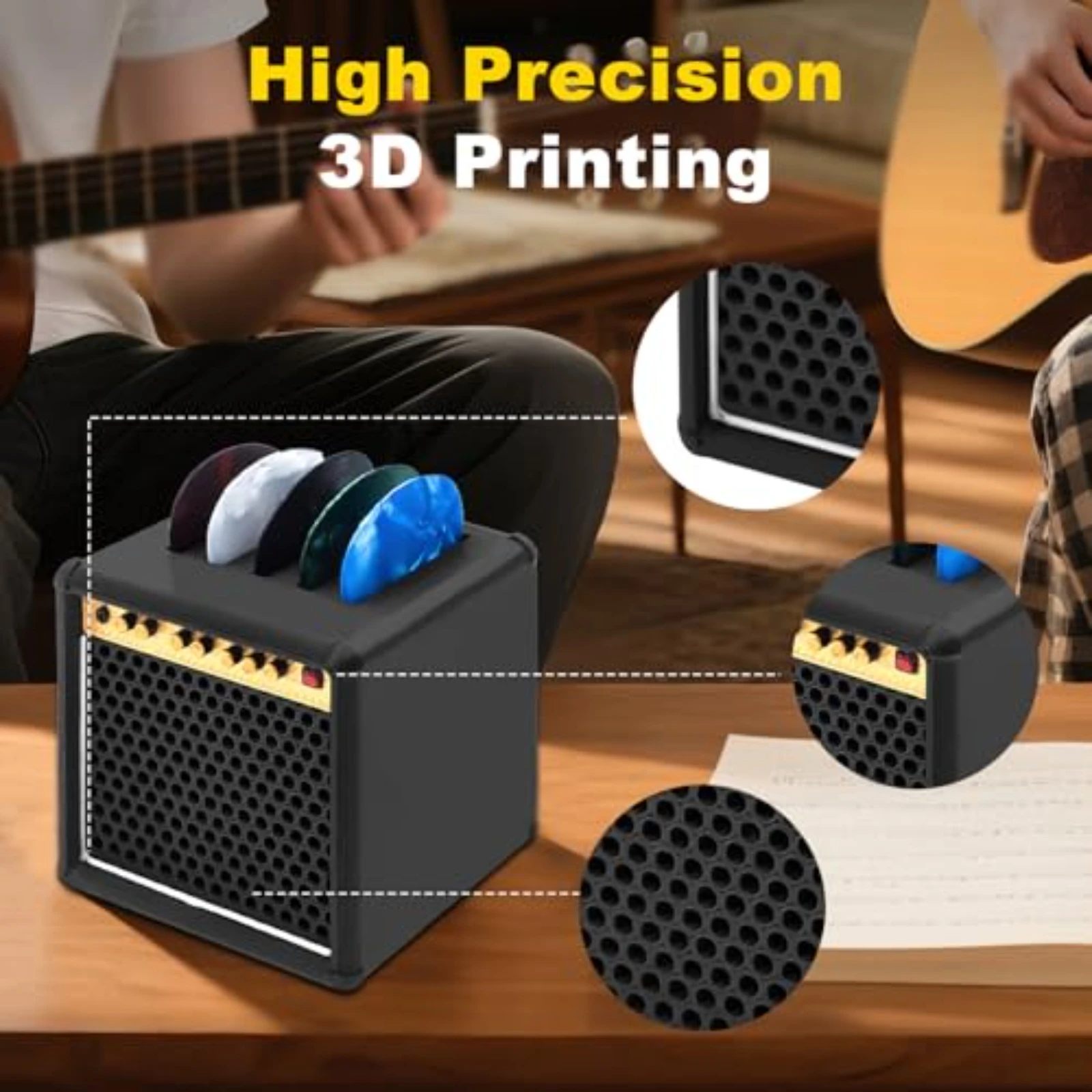 Vintage Speaker Guitar Pick Holder Portable Clip for Musicians