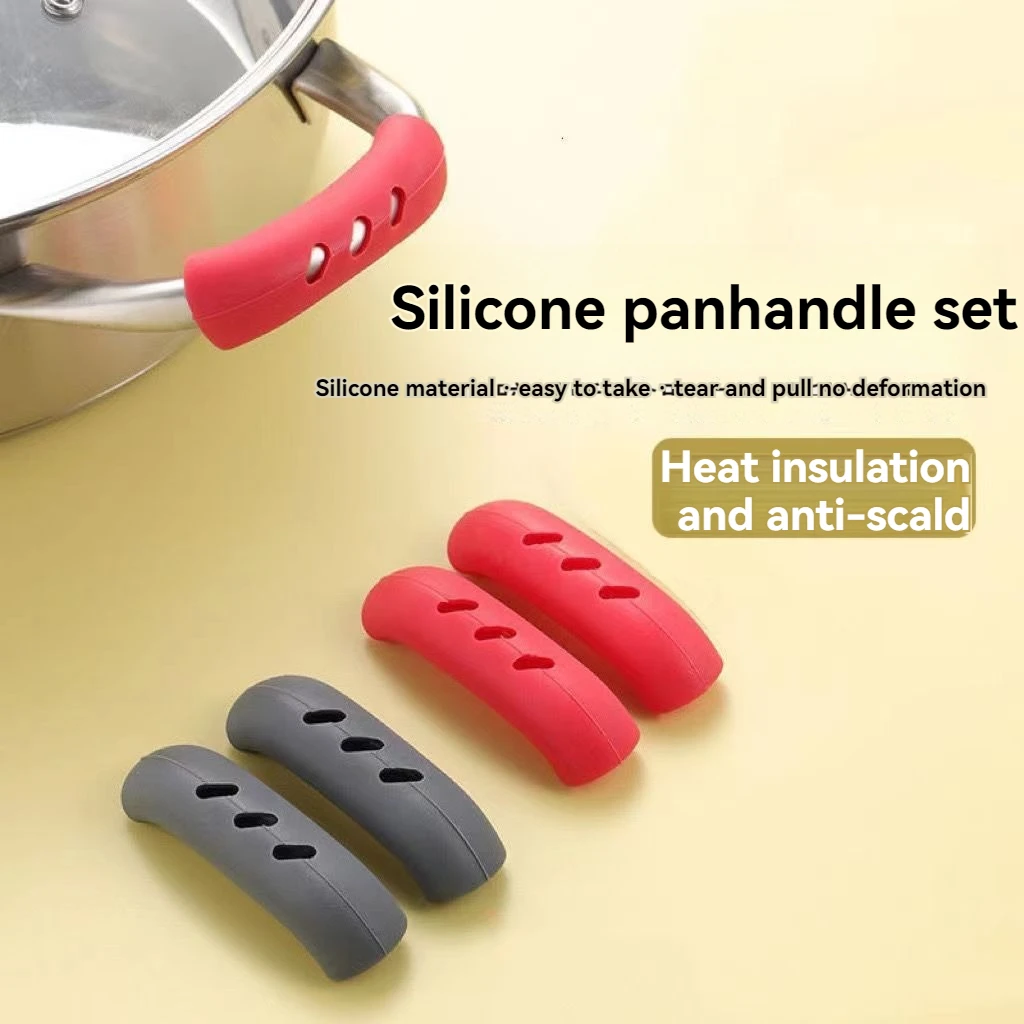 Silicone Pan Handle Cover 2pcs Silicone Pan Handles Anti-Scald Cover Iron Skillet Frying Pan Ears Anti-Scald Handles Thermal Insulation Ear Covers