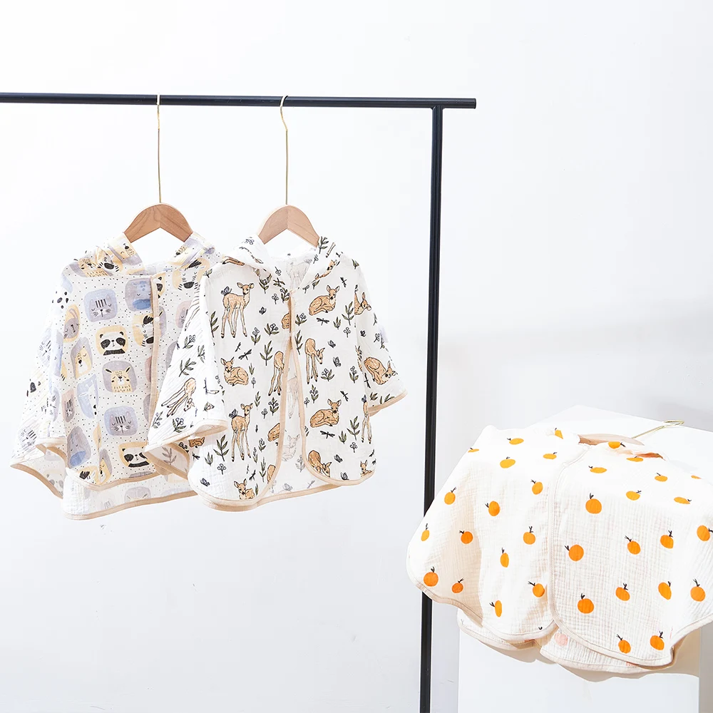 Kangobaby #My Soft Life# Breathable Cute Fashion Cotton Baby Hooded Bath Towel Newborn Muslin Blanket Infant Cloak Swaddle
