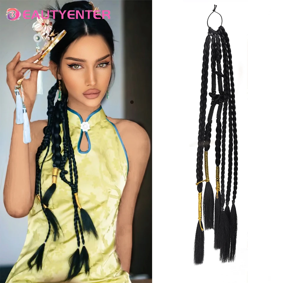 

Synthetic Boxing Braids Ponytail For Women Elastic Twist Braid Rope Rubber Band Hair Accessories Heat Resistant False