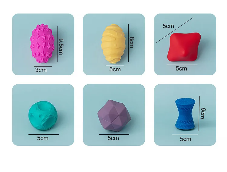 Textured Balls 6pcs Multi Ball Set Develop baby Tactile Senses Toy kids Touch Hand Ball Toys Baby Training Massage Soft