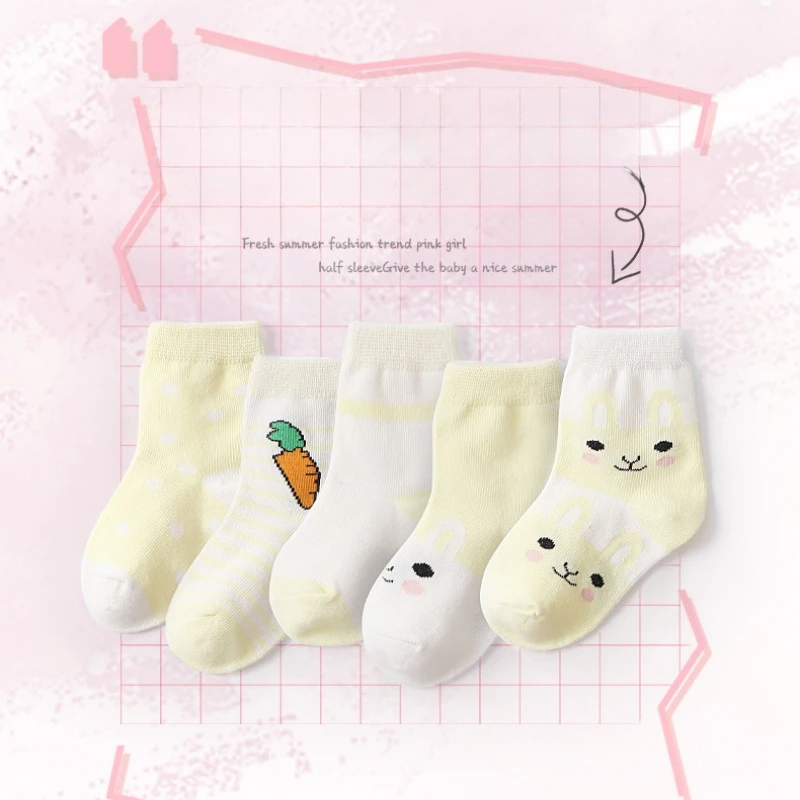 

calcetines 5 Pairs Cute Cartoon Children's Socks Boys Spring Summer Student Mesh Socks for Girls Cotton Cute Socks носки детские
