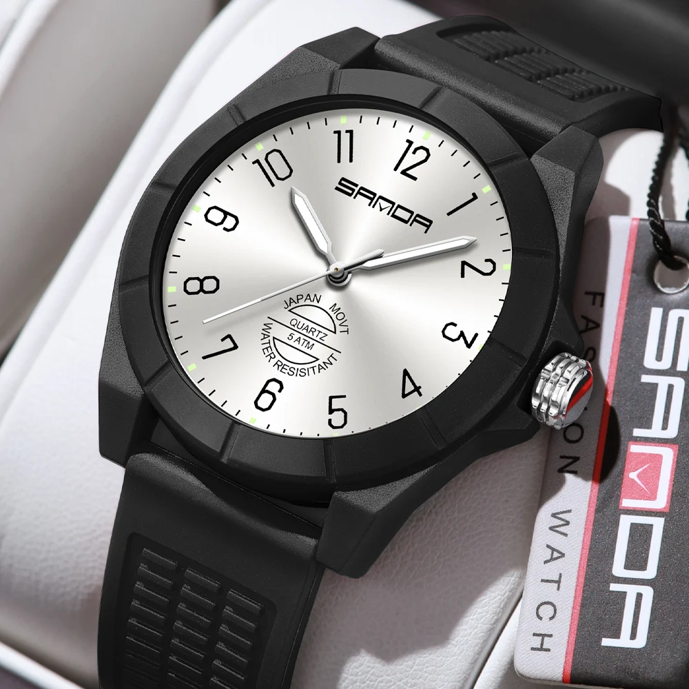 Sanda Fashion Dial Sport Men Watches Design Analog Quartz Wristwatch Casual Simple Tpu Strap Waterproof Luminous Man Watch, Alina Gadgets