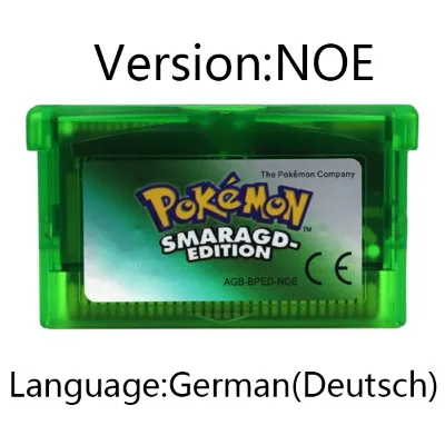 Gba spiel kassette 32-bit videospiel konsolen karte pokemon smaragd-feuer rote rubin-deutsch glänzendes etikett für gba nds