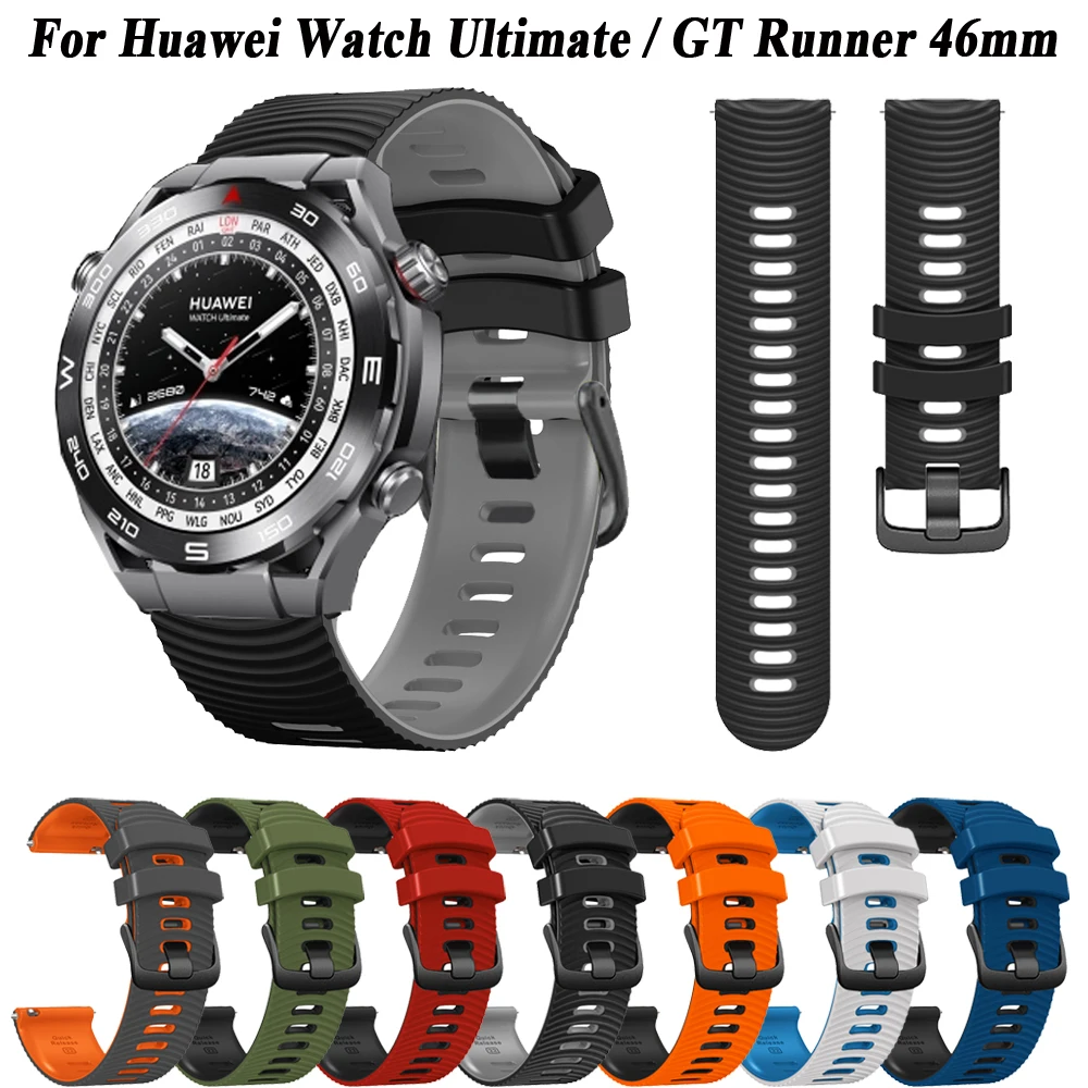 

Ремешок силиконовый для Huawei Watch Ultimate/GT Runner/GT4 3 2 46 мм, спортивный браслет для Honor Watch GS Pro/GT2 Pro, 22 мм