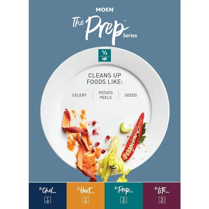 Moen Prep Series PRO 1/2 HP Continuous Feed Compact Garbage Disposal, Power Cord Included, GXP50C 5