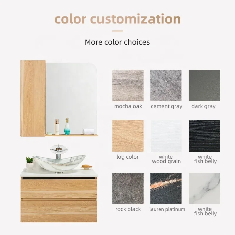 Boweiya High Gloss Single Glass Vessel Sink Modern Mirror Cabinet Toilet Furniture Antique Bathroom Vanity Set