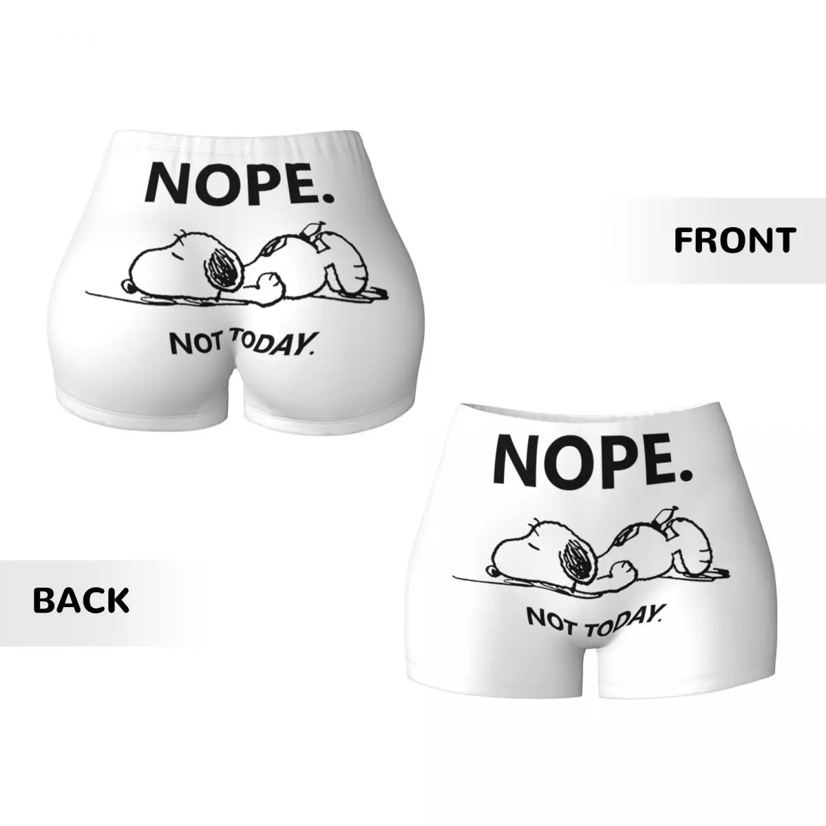 Snoopys Nope Not Today Biker Running Workout Shorts Women Athletic Gym Yoga Shorts