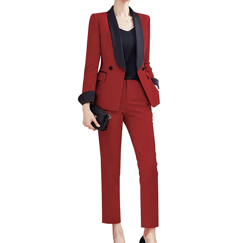 Women's Suit 2 Piece Royal Blue Wedding Slim Business Blazer + Pants Formal Workwear