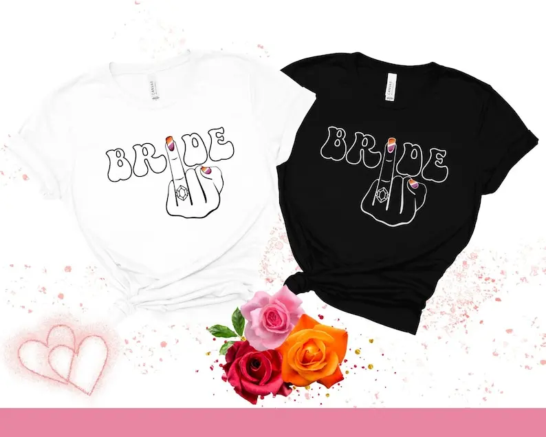 

Matching Bride Shirts Couple Gift Two Brides TShirt Wedding Gift Couple Engagement Gift Short Sleeve Top Tees O Neck 100% cctton