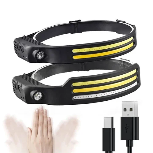 COB LED 헤드 램프 손전등 센서 헤드 라이트, USB 충전식 헤드 램프, 내장 배터리, 낚시 헤드 랜턴 토치 2