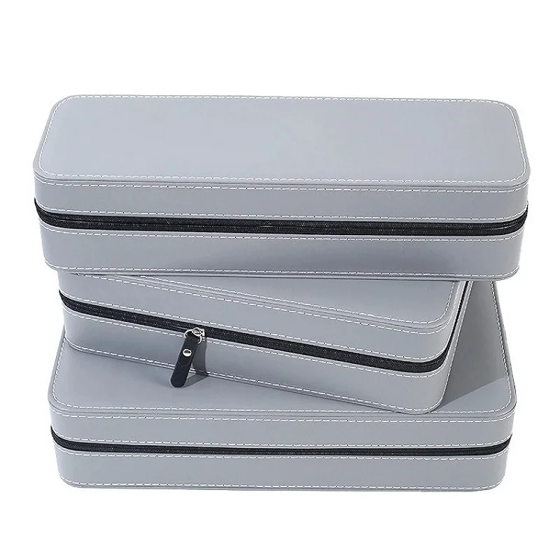 Watch Storage Box New Zipper Bag 6/10/12 Girds Watch Organizer Portable Boxes Watch Case Bracelets Men's and Women's Multifunctional Display Boxes