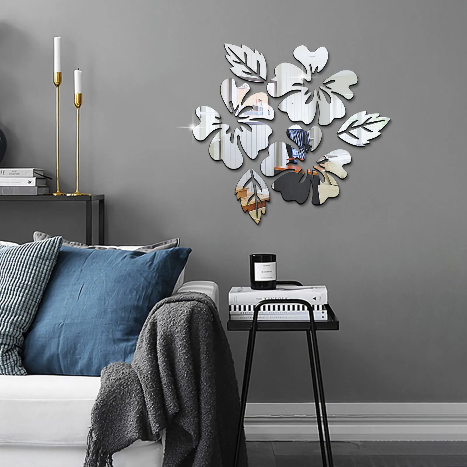 Hot Selling Acrylic 3d Flower Mirror Stickers Removable Home Wall Decor Sticker Wall Decal Stick And Peel Зеркальная Наклейка