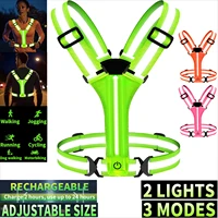 Adjustable Reflective Gear Security Vests USB Rechargeable Safety High Visibility Night Outdoor For Running Cycling Sports 1