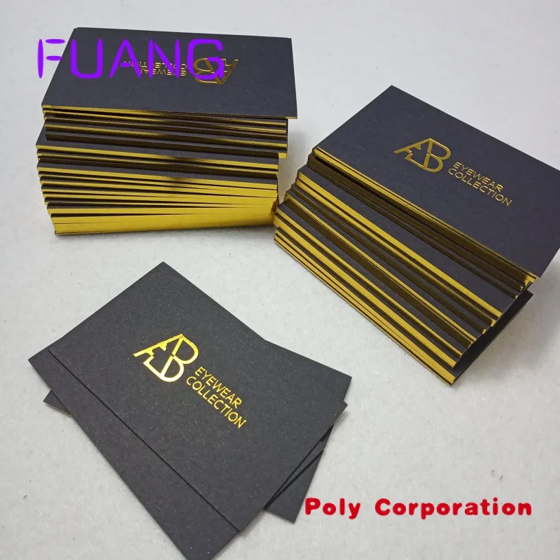 Custom  Custom luxury black gold foil recycled business card printing with golden border / edge
