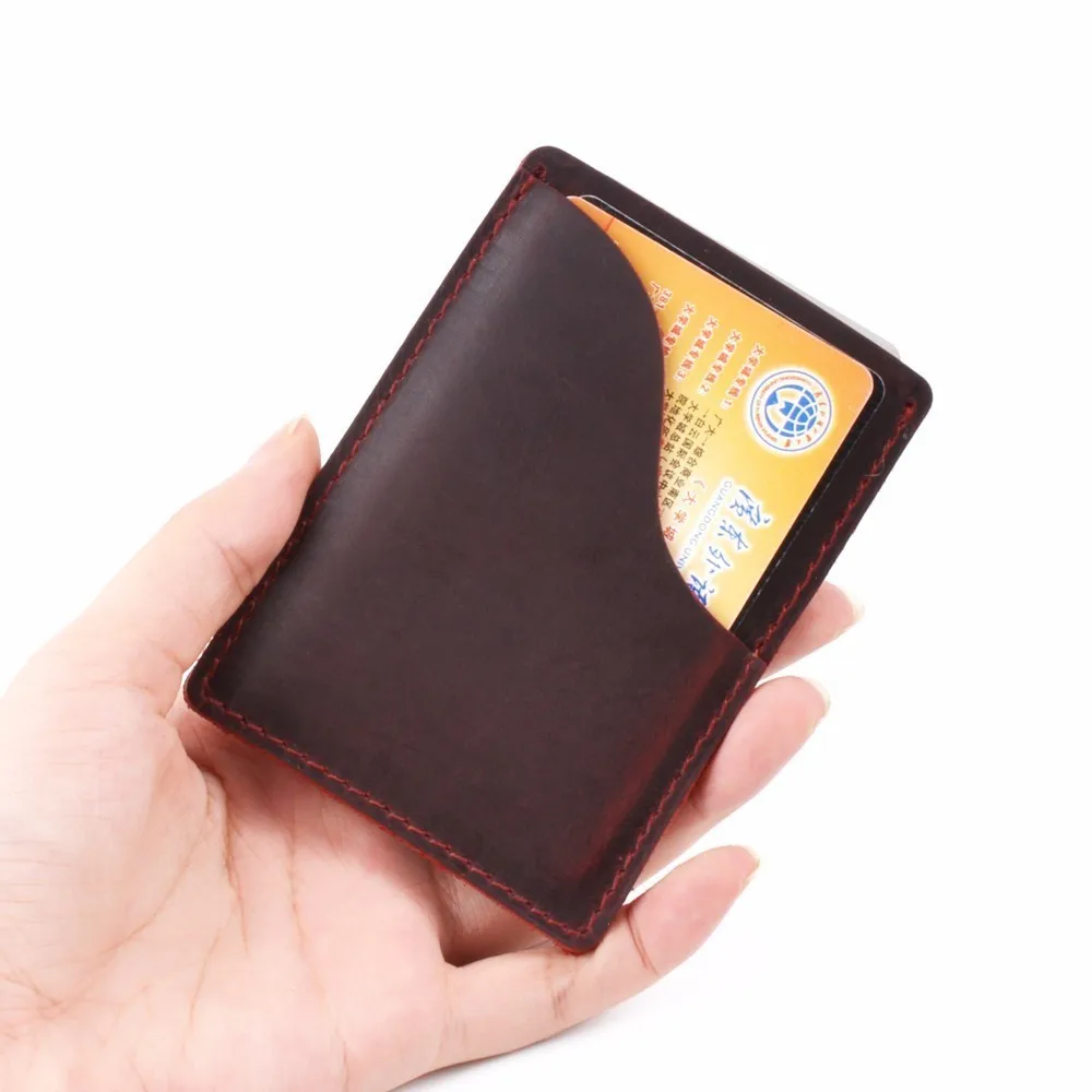 Genuine Leather Business Credit ID Card Holder Crazy Horse Leather Travel Credit Wallet Men Purse Case Leather Wallet Wallet Card Holder Card Holder Credit Card Holder Credit Card Wallet Card Wallet ID Card Holder Wallet Card Bag Business Card Holder Document Card Wallet