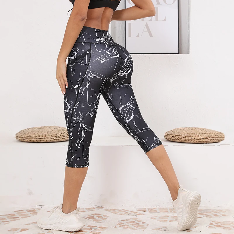 Capri Leggings Pockets Women High Waisted Workout Leggings Tummy Control Yoga Pants