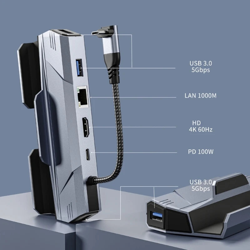 스팀덱용 USB C 도킹 스테이션, HDTV 4K60Hz, RJ45, PD100W 지원, 아수스 ROG 알리, 닌텐도 스위치, 맥북 PC, USB 허브 호환