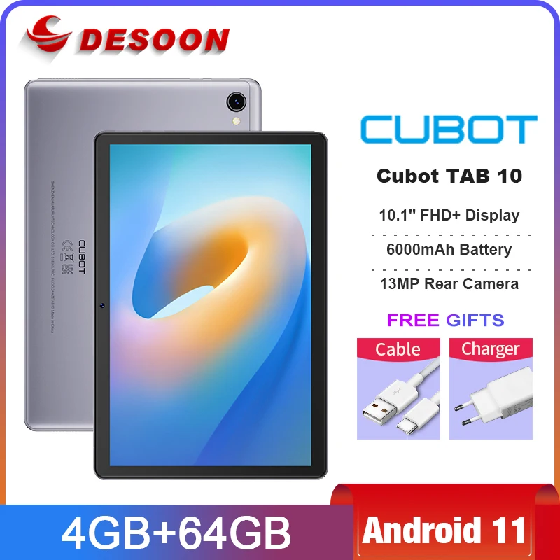 Cubot TAB 10, Tablet Android 11, Octa-Core,Tablet 10,1 Zoll FHD+ Display  1920x1200,6000mAh