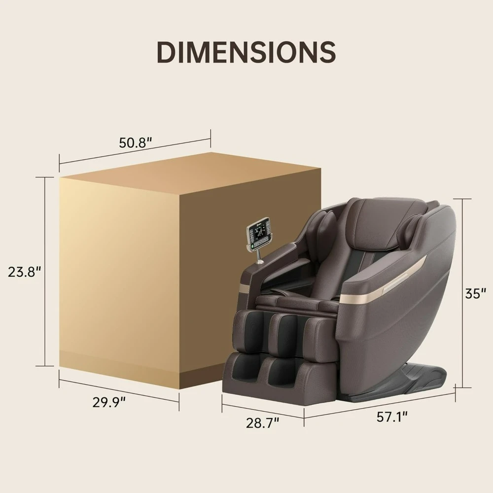 Full body massage chair, zero gravity acupressure massage lounge chair with lower back and calf heating function, LCD screen