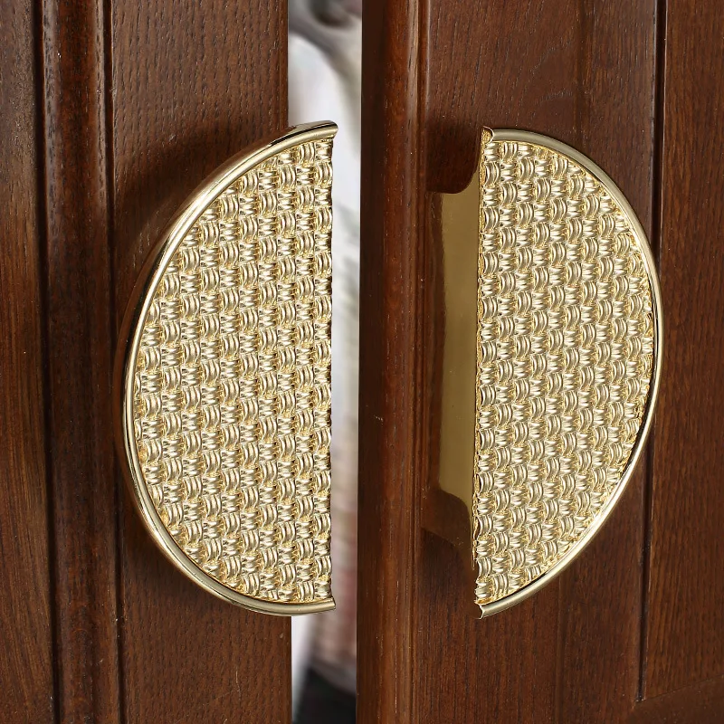 New Chinese gold wardrobe cabinet doorknob drawer bathroom cabinet handle mounted semicircle hardware