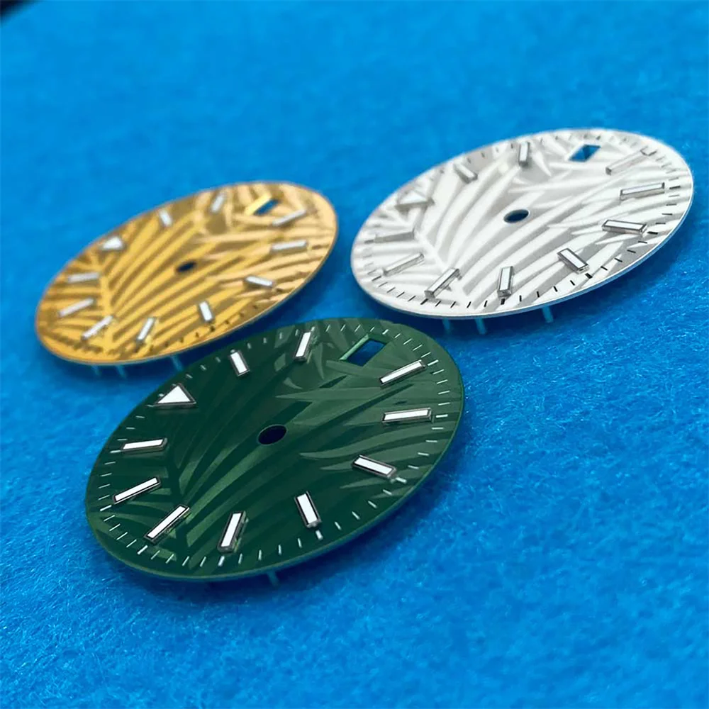 

28.5mm Watch Dial Blue-green Luminous for NH35/4R/7S/NH35A Movement White/Green/White Dial