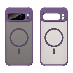 Shockproof Armor Matte Case with Magsafe Compatibility and Wireless Charging for Pixel 9 Pro (Purple)