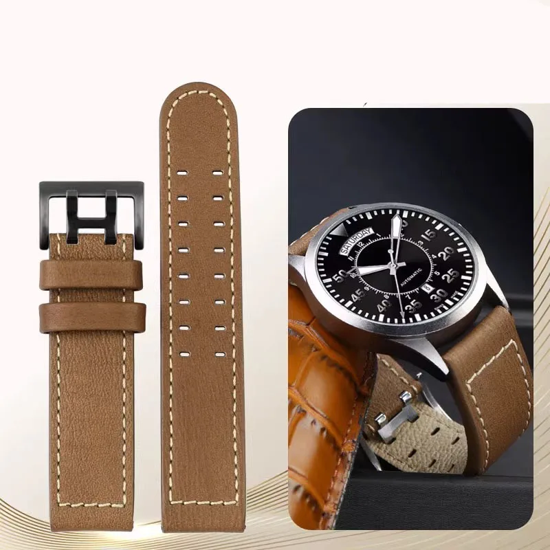 Stile Militare Per Hamilton Khaki Aviation Watch H77616533 H70615733 Cinturino Per Orologio Cinturino Da Uomo In Vera Pelle Jazz Field 20Mm