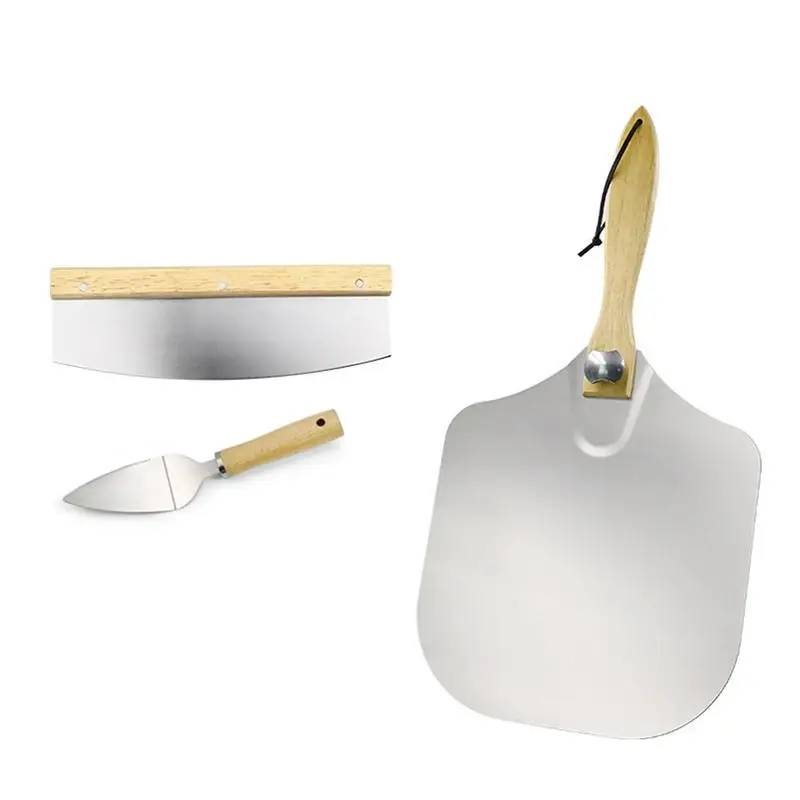 

Metal Pizza Peel 3Pcs Pizza Cutter Slicer Pizza Paddle For Easy Storage Gourmet Spatula And Cutter Set For Homemade Pizza