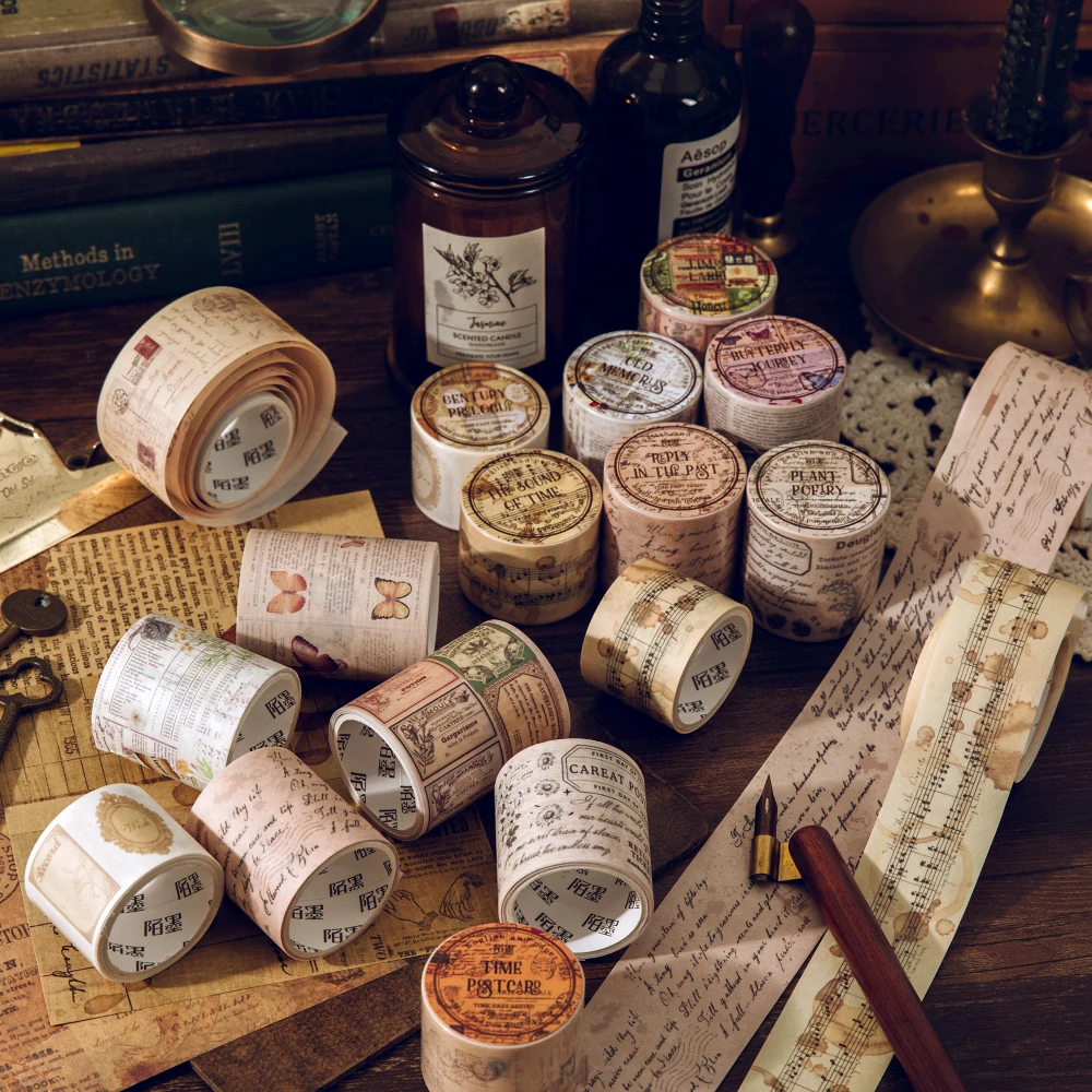 Washi Tape 30mm/40mm/50mm*2m Vintage 35cm Cycle DIY Scrapbooking Decor Junk Journal Collage Stationery Craft