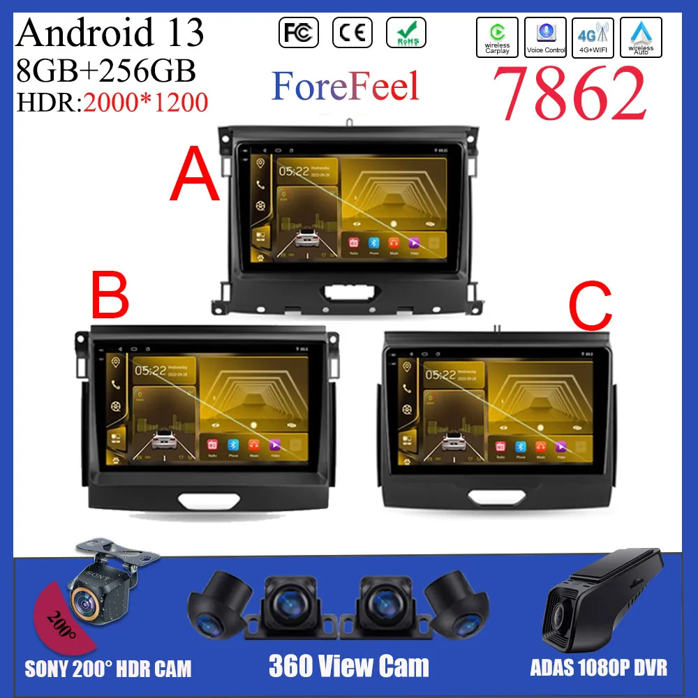 

Carplay Radio Video Android 13 For Ford Ranger P703 2015 - 2022 Car DVD CPU Multimedia GPS Bluetooth BT Stereo 5G WIFI QLED