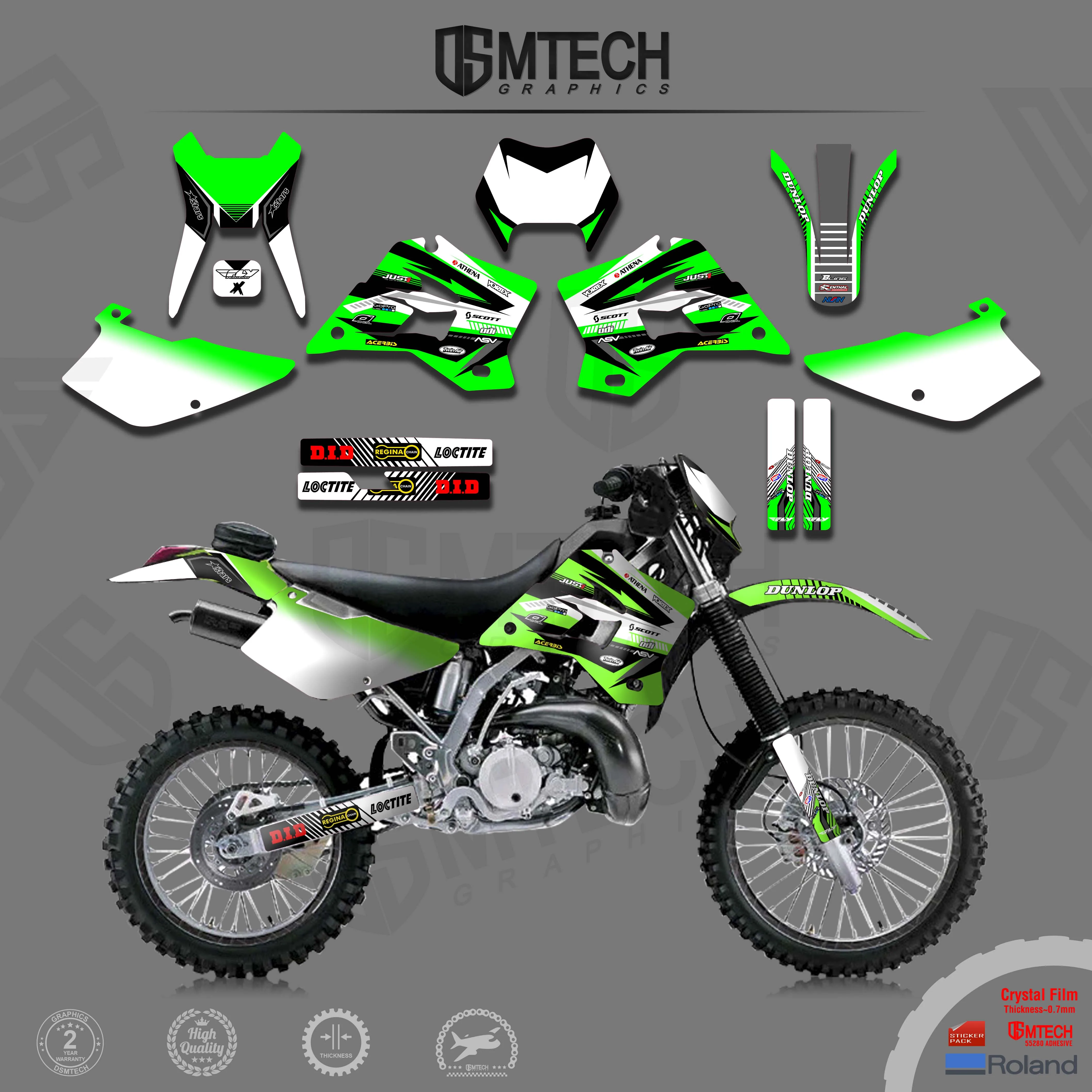 DSMTECH Motocross Decals Stickers Graphics Kits For Kawasaki 1995 1996 1997 1998 1999 2000 2001 2002 2003-2006 KDX 200-220 001