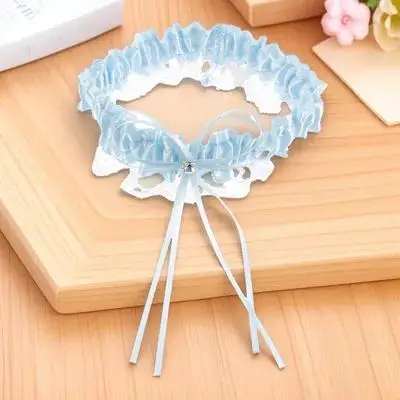 Giarrettiera da Sposa Blu con Fiocco in Pizzo, Fascia per Coscia Sexy, Accessorio Elegante per il Giorno del Matrimonio, Simbolo di Purezza, Abbinabile a Tutto - immagine 6