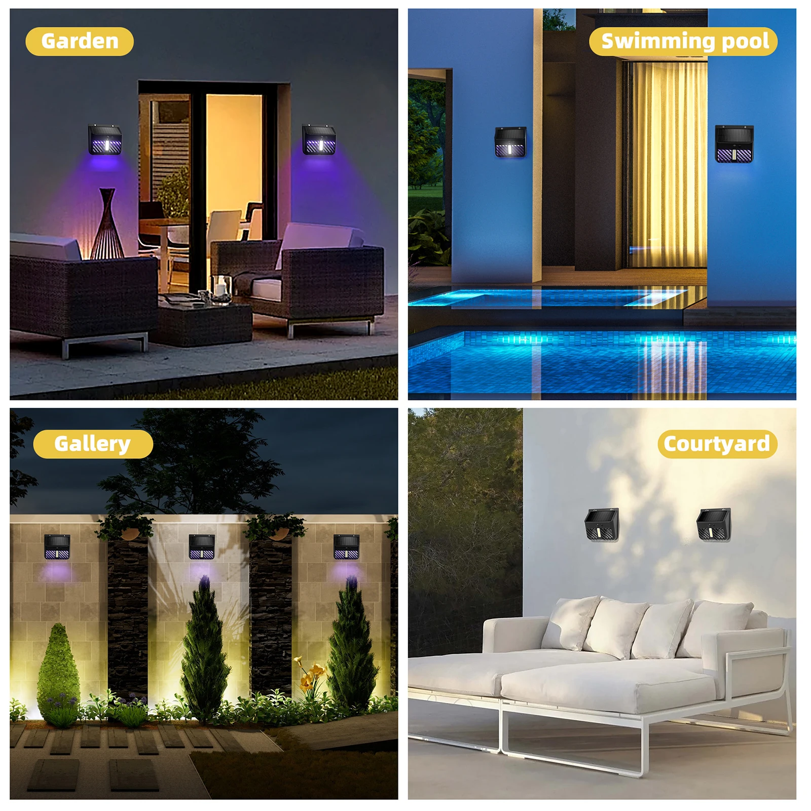 Solar mosquito killer lamp motion sensor high power UV wall light garden gallery courtyard waterproof repellent insect lighting