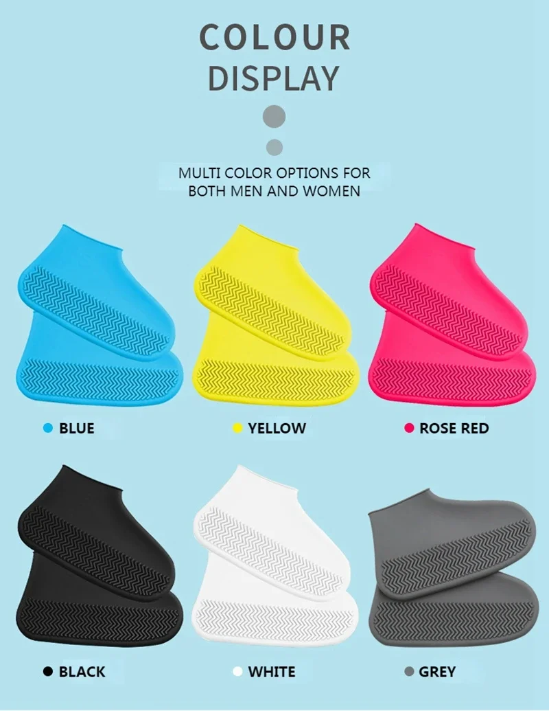 Wasserdichte Silikon-Überschuhe, wiederverwendbare Regenschuhüberzüge, Unisex-Schuhschutz, rutschfeste Regenstiefelpolster für regnerischen Tage, 1 Paar – Detail 1
