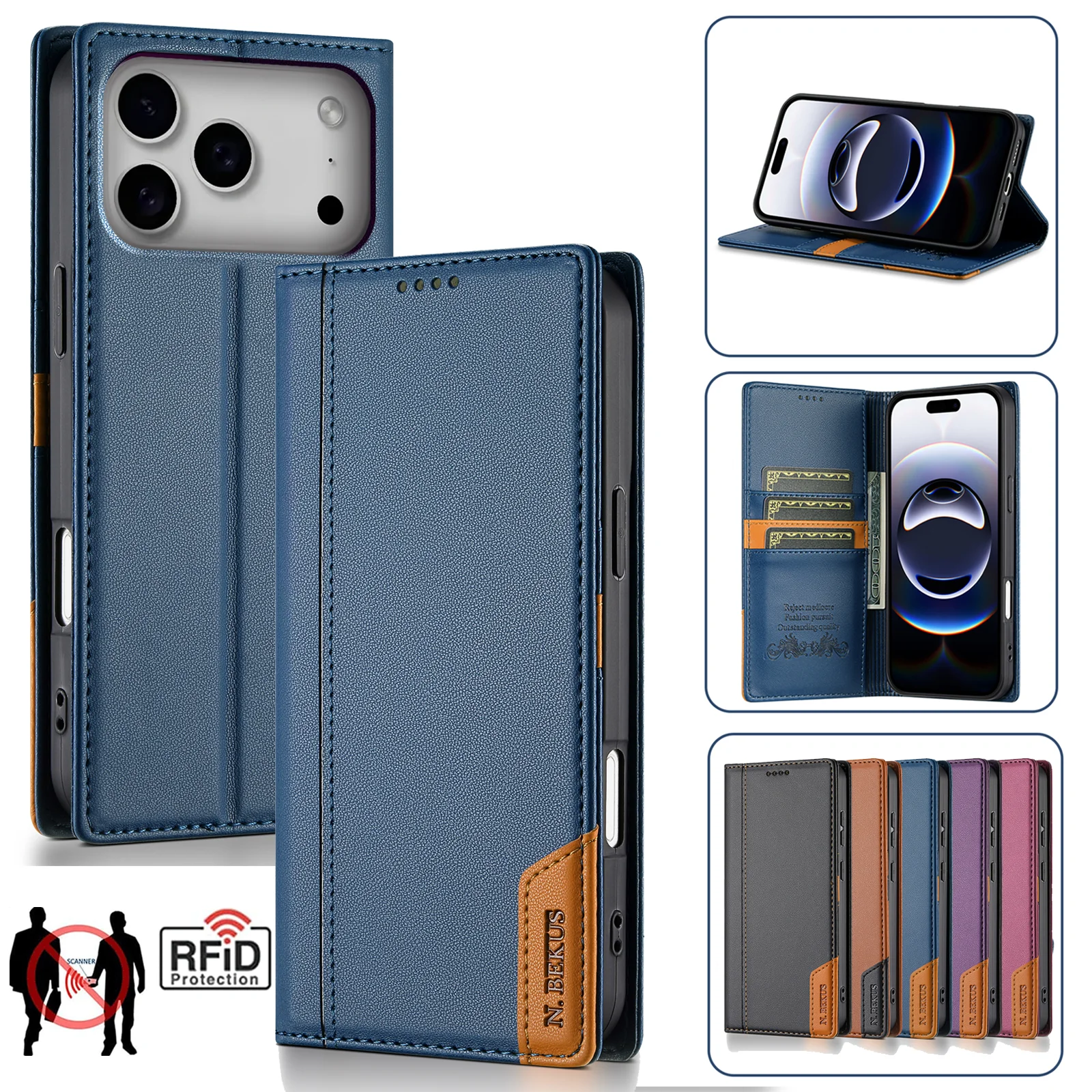 Elegant Magnetic Leather Flip Wallet Case with Card Holder