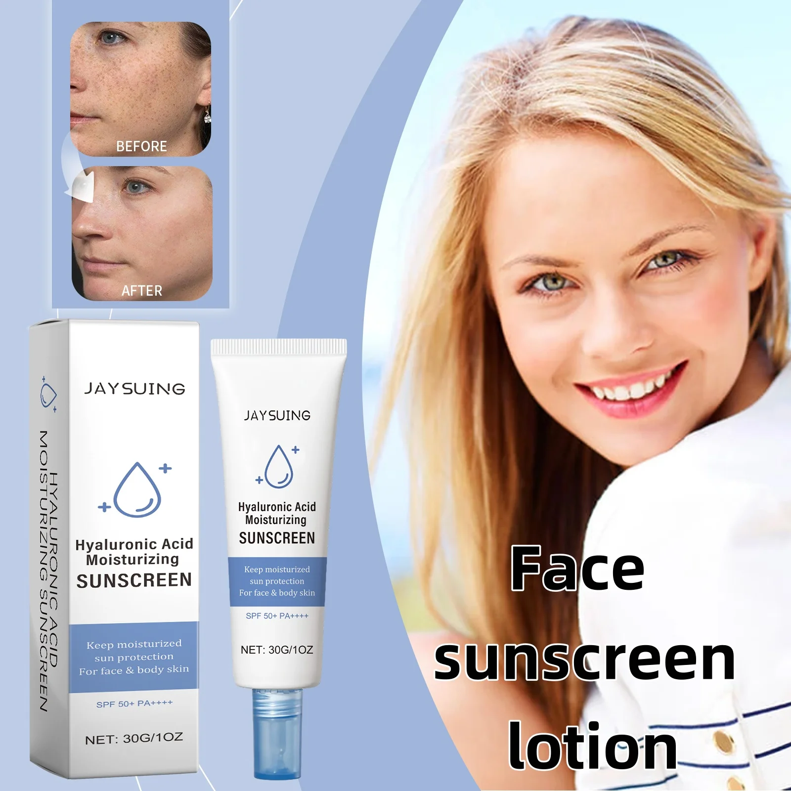 Hyaluronic Acid Protective Lotion Facial UV Isolation, Moisturizing Skin Refreshing And Non Greasy Faca Skin Care Lotion 30g