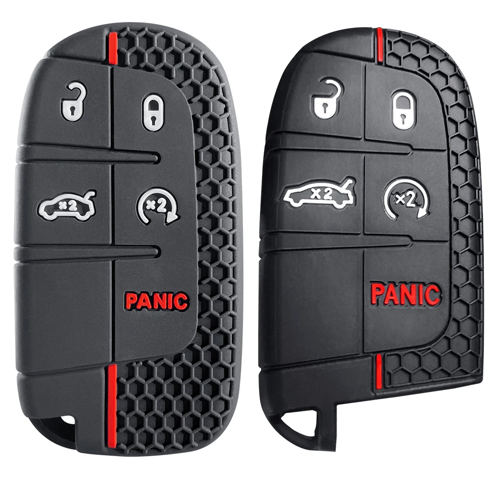 ontto Custodia per chiavi auto in PVC con motivo in fibra di carbonio, adatta per Jeep Cherokee Compass Grand Cherokee Dodge Ram Charger per Fiat 500X, custodia portachiavi B blu
