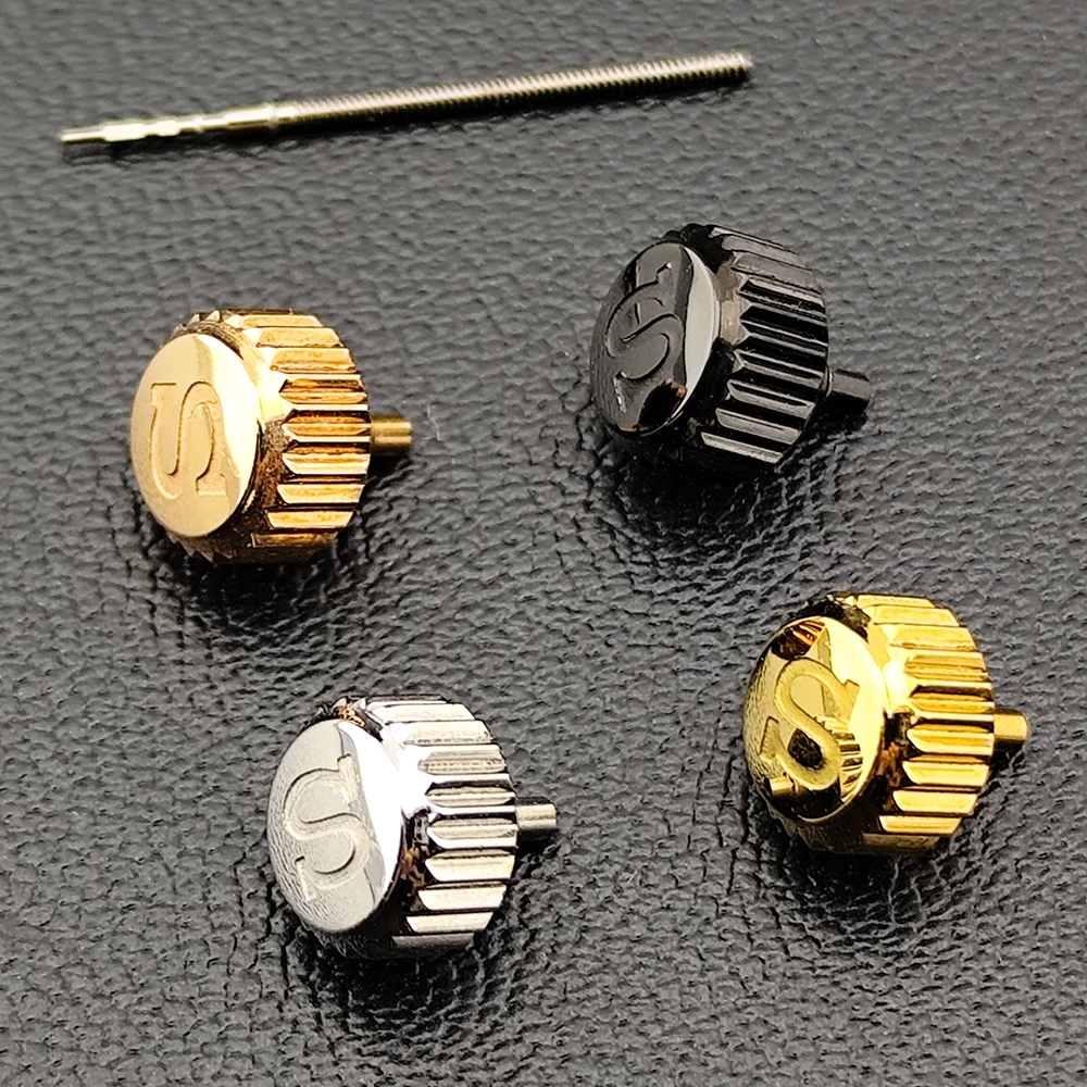 Silver/Gold Screw Replacement with Engraved S Symbol on Crown - Watch Accessory with Crown Tube