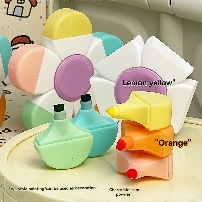 Multifunctional Cute Mini Rotary Highlighters 5 Colors,No Bleed Dry Fast Easy to Hold,for Journal Planner School Office Supplies - 5
