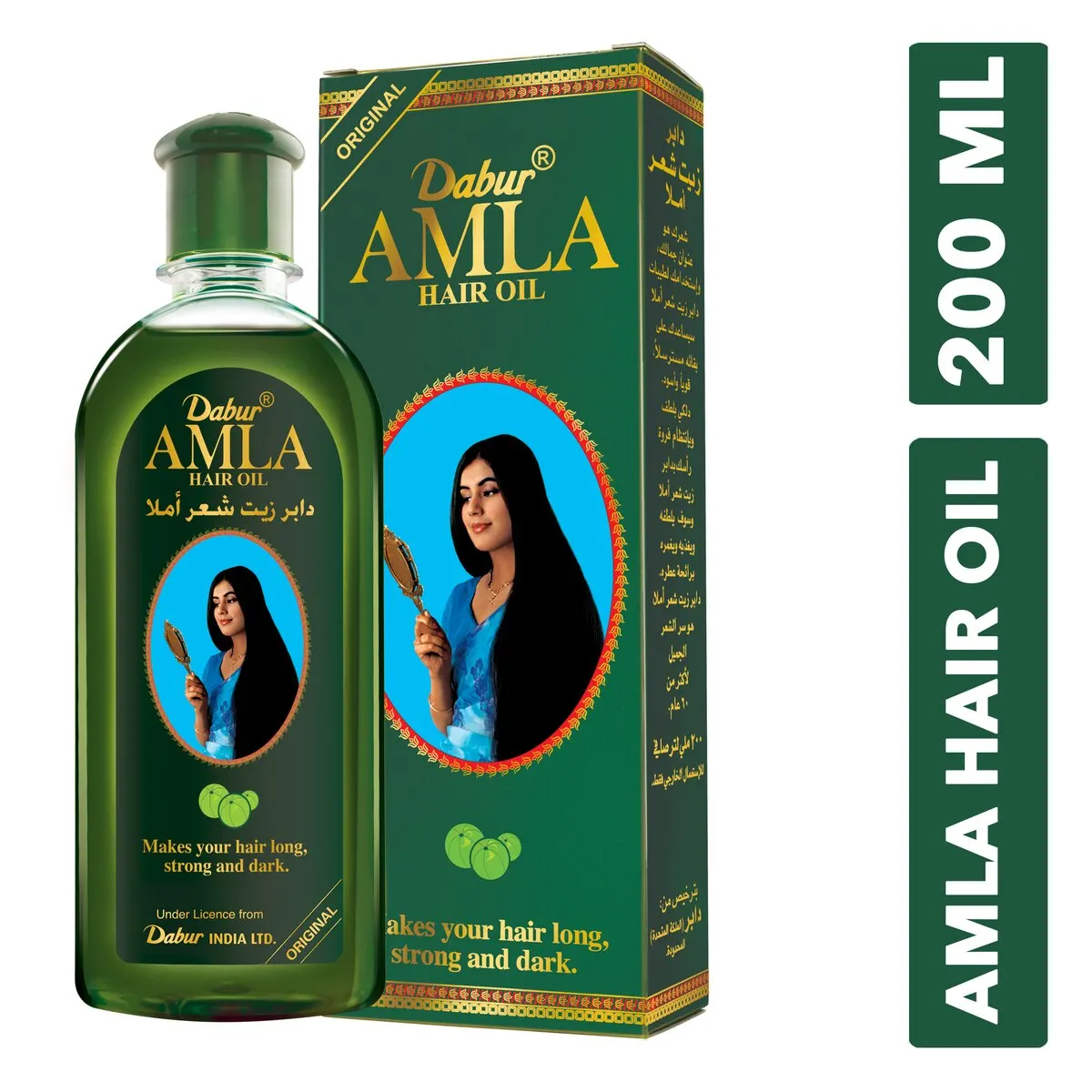ORİGİNAL DABUR AMLA India gooseberry hair growth care oil powerful speed feeder avoid loss natural original vitamin E 200Ml |