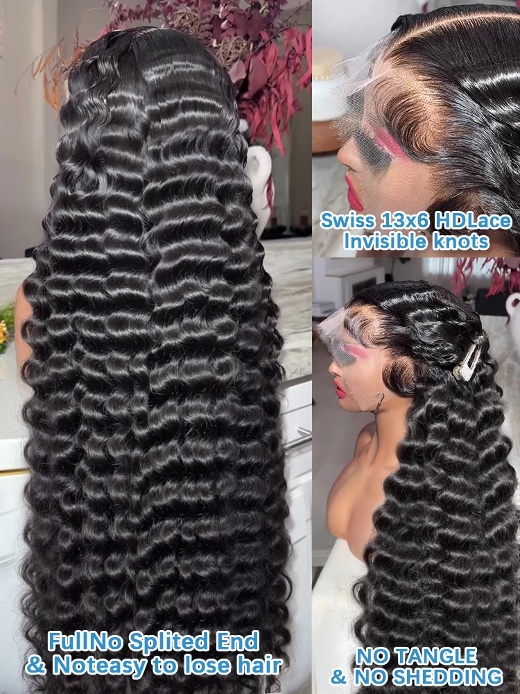 Human Hair Wig Links 30 Inch Loose Wave 13x6 HD Lace Front Human Hair Wigs Brazilian 220% Water Deep Wave 13x4 Lace Frontal Wig Women