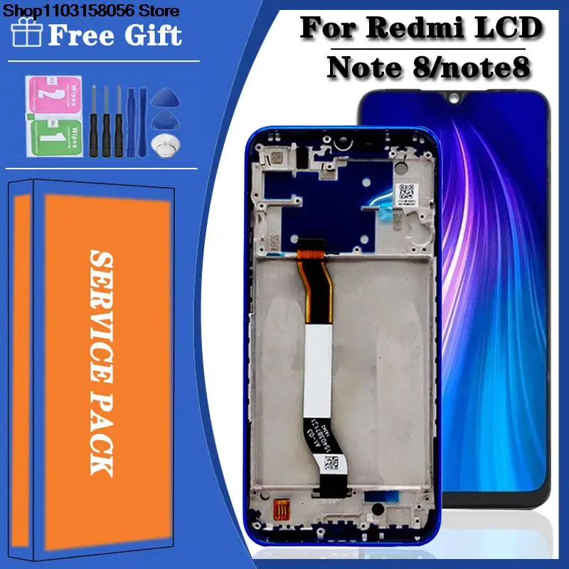 

Montagem de tela sensível ao toque digitador para Xiaomi Redmi Nota 8, Display LCD, Frame LCD, 6,3 polegadas, AAA Plus,M1908C3JH