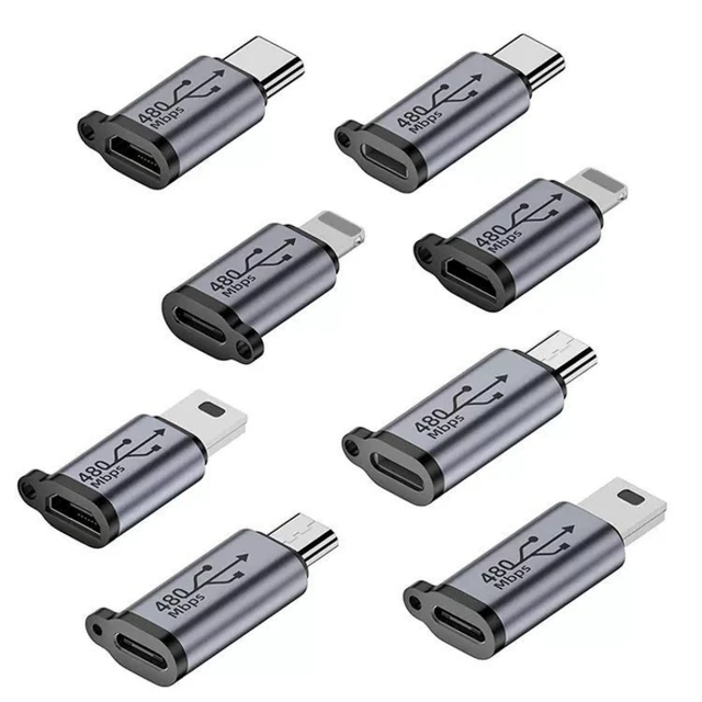 샤오미 삼성 충전기 데이터 케이블용 USB C타입 어댑터, 라이트닝 마이크로 미니 USB 암 수 변환기, 5 개